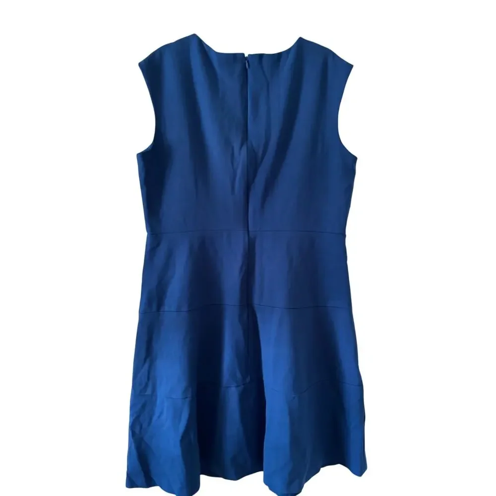 Anne Klein Blue Fit & Flare Sheath Dress Size 14 Sleeveless Career Office Midi - Picture 8 of 11